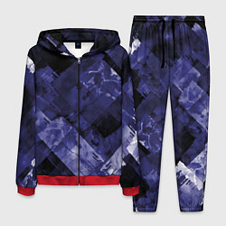 Костюм мужской Синие, чёрные и белые полоски, цвет: 3D-красный