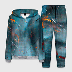 Костюм мужской Абстрактный синий туман, силуэты и краски, цвет: 3D-меланж