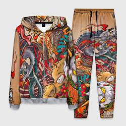 Костюм мужской Иредзуми: демон и дракон, цвет: 3D-меланж