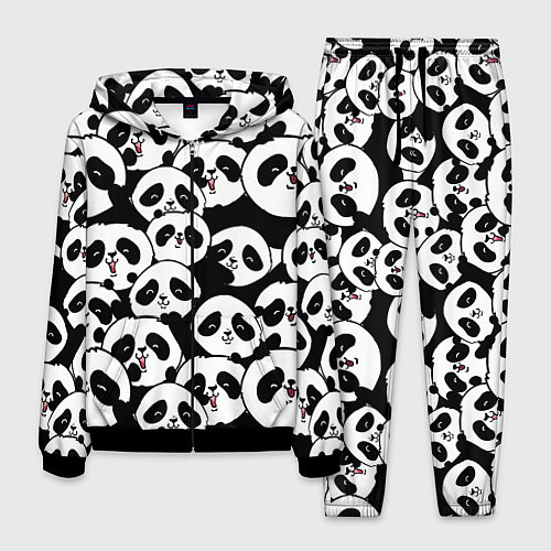 Мужской костюм Весёлые панды / 3D-Черный – фото 1