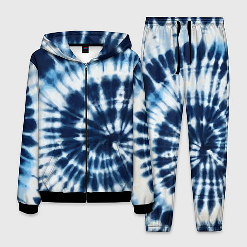 Мужской костюм Эффект тай дай - размытый синий узор / 3D-Черный – фото 1