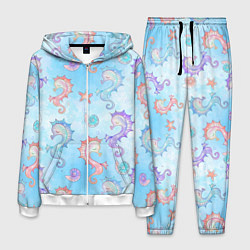 Костюм мужской Морские коньки - паттерн, цвет: 3D-белый