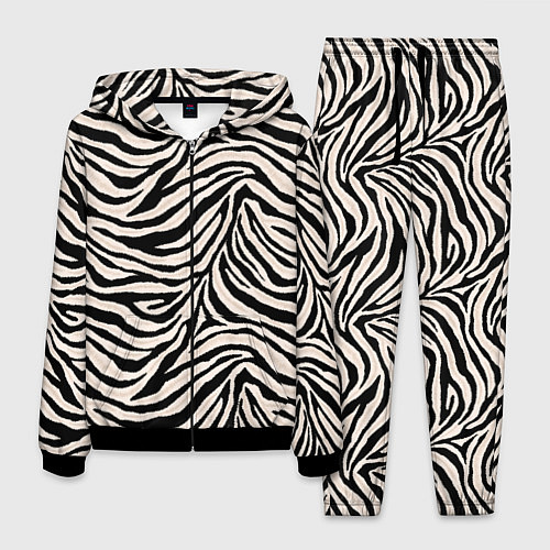 Мужской костюм Полосатая шкура зебры, белого тигра / 3D-Черный – фото 1