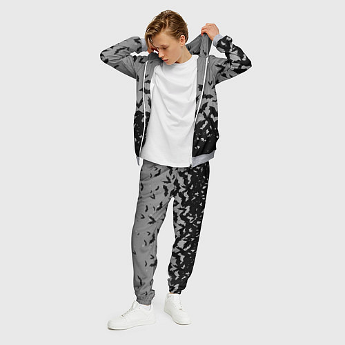 Мужской костюм Серый фон и летучие мыши / 3D-Меланж – фото 3