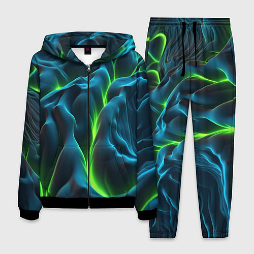 Мужской костюм Зеленая кислотная текстура с плитами / 3D-Черный – фото 1