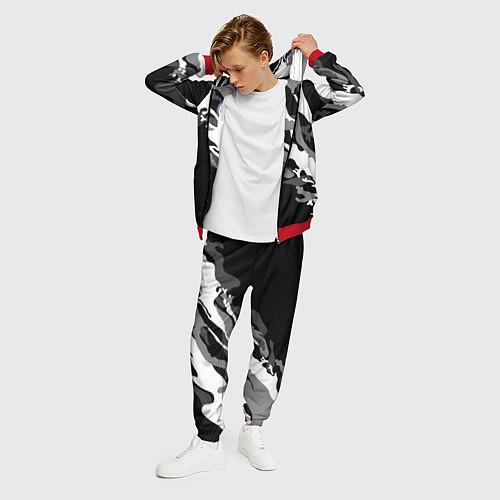 Мужской костюм Фольцваген - белый камуфляж / 3D-Красный – фото 3