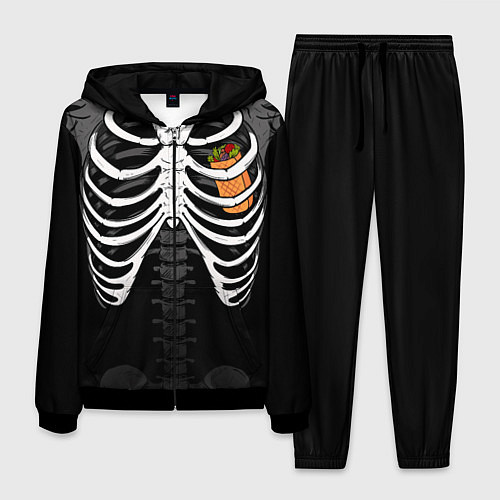 Мужской костюм Скелет: ребра с шаурмой / 3D-Черный – фото 1