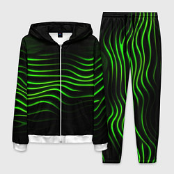 Костюм мужской Зеленые абстрактные волны, цвет: 3D-белый