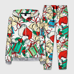 Костюм мужской Узор с новогодними падарками, цвет: 3D-меланж