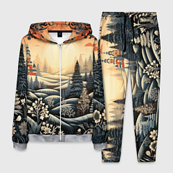 Костюм мужской Зимний предновогодний пейзаж, цвет: 3D-меланж