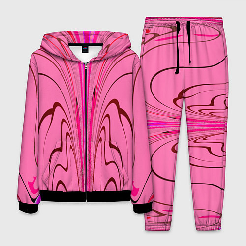 Мужской костюм Плавные линии на розовом фоне / 3D-Черный – фото 1