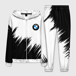 Костюм мужской BMW чёрные штрихи текстура, цвет: 3D-белый