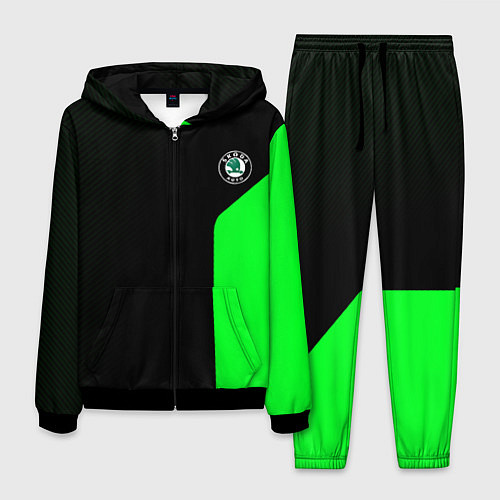 Мужской костюм Skoda pattern sport green / 3D-Черный – фото 1