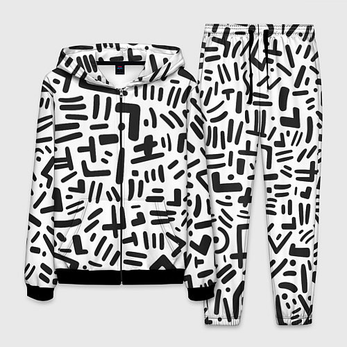 Мужской костюм Паттерн линиями / 3D-Черный – фото 1