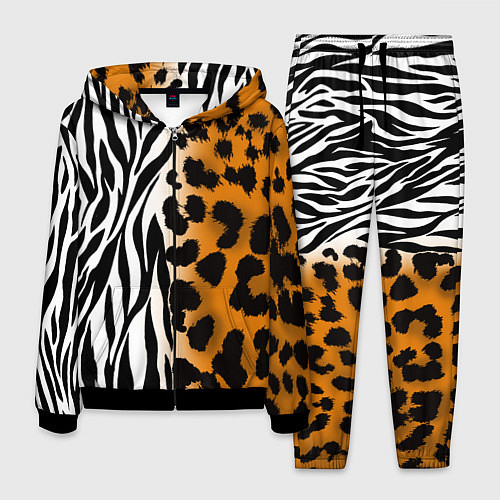Мужской костюм Леопардовые пятна с полосками зебры / 3D-Черный – фото 1