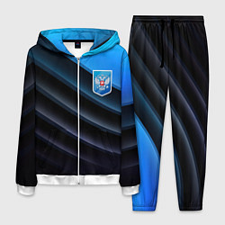 Мужской костюм Герб России и черно-синяя абстракция