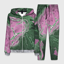 Костюм мужской Мрамор темно-зеленый с розовым, цвет: 3D-меланж