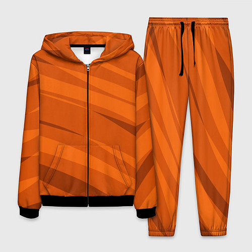 Мужской костюм Тёмный оранжевый полосами / 3D-Черный – фото 1