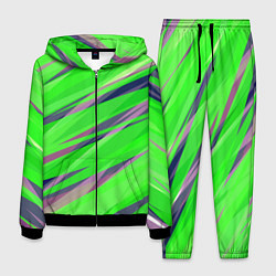 Мужской костюм Зелёный и фиолетовый абстрактные полосы