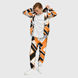 Костюм мужской Чёрно-оранжевые широкие линии на белом фоне, цвет: 3D-меланж — фото 2