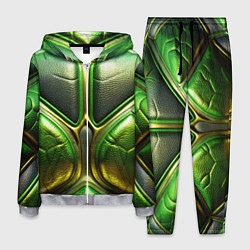 Мужской костюм Объемная зеленая текстурная кожа