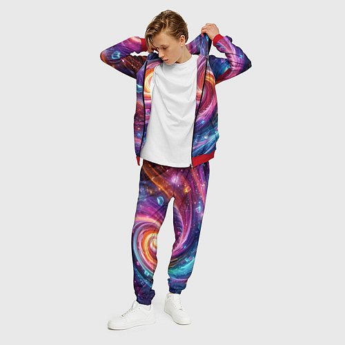 Мужской костюм Космическая галактическая спираль - неоновое свече / 3D-Красный – фото 3