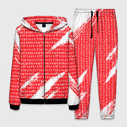 Костюм мужской Руны на красно-белом рваном фоне, цвет: 3D-черный
