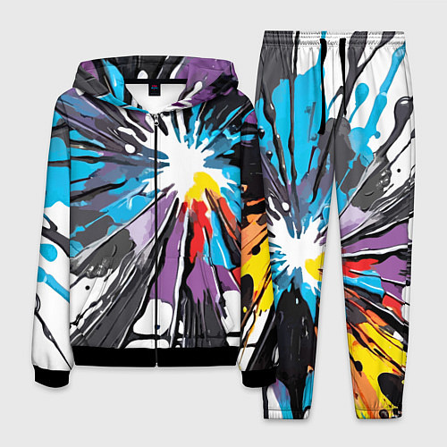 Мужской костюм Кляксы краски - абстракция / 3D-Черный – фото 1