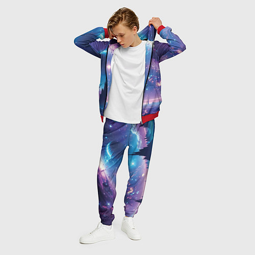 Мужской костюм Звездный город в космосе / 3D-Красный – фото 3