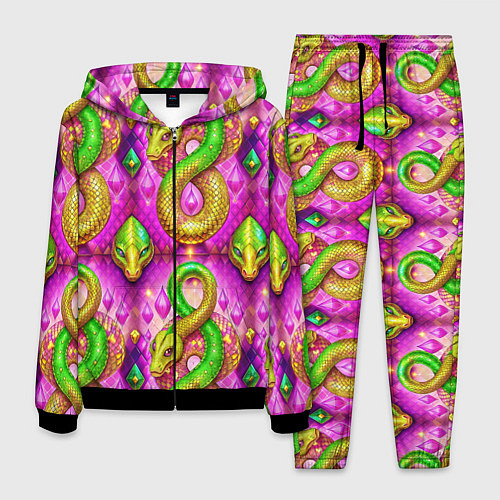 Мужской костюм Желто-зеленые змеи паттерн / 3D-Черный – фото 1