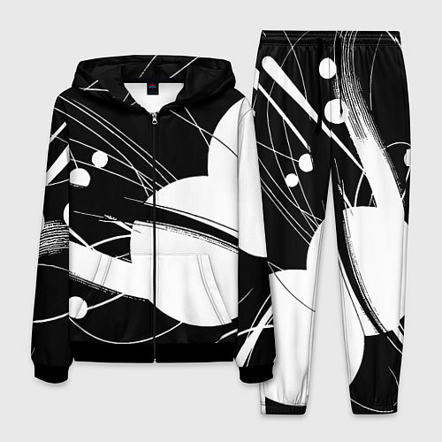 Мужской костюм Black and white vanguard abstraction - ai art fant / 3D-Черный – фото 1