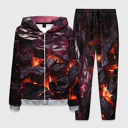 Костюм мужской Черные абстрактные квадратные камни в лаве, цвет: 3D-меланж