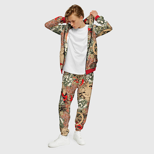 Мужской костюм Будда и Ганеша на фоне сансары и мандалы / 3D-Красный – фото 3