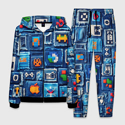 Мужской костюм Пиксельные символы на пэчворк