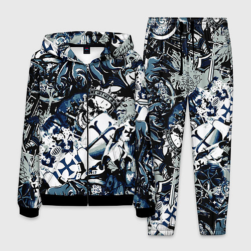 Мужской костюм Рыцари средневековья цербер и череп короля / 3D-Черный – фото 1