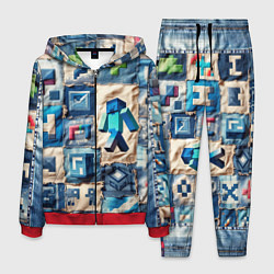 Мужской костюм Minecraft шагает на пэчворк