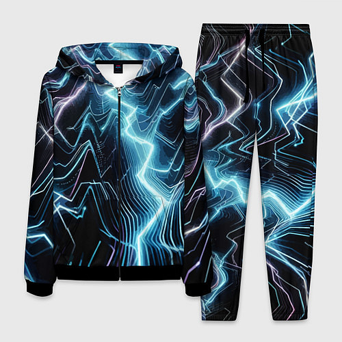 Мужской костюм Разряд молнии - неоновое свечение / 3D-Черный – фото 1