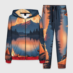 Костюм мужской Костер на берегу озера, цвет: 3D-красный
