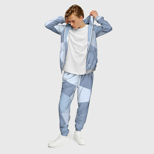 Мужской костюм Стальной голубой крупная мозаика / 3D-Меланж – фото 3