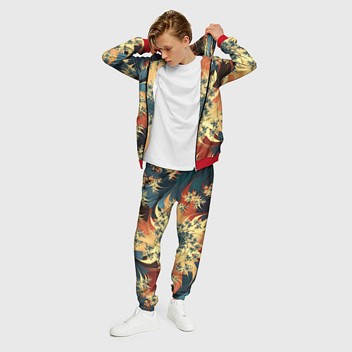 Мужской костюм Оптические узоры фракталы / 3D-Красный – фото 3