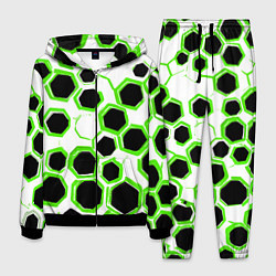 Мужской костюм Чёрно-зелёные шестиугольники на белом фоне