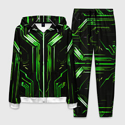 Мужской костюм Green stripes on a black background