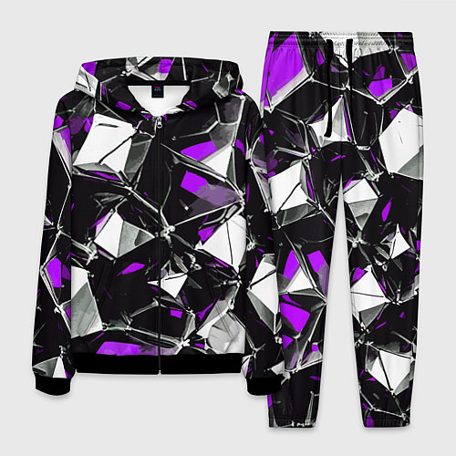 Мужской костюм Фиолетово-белый паттерн на чёрном фоне / 3D-Черный – фото 1