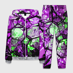 Мужской костюм Чёрно-зелёная абстракция на фиолетовом фоне