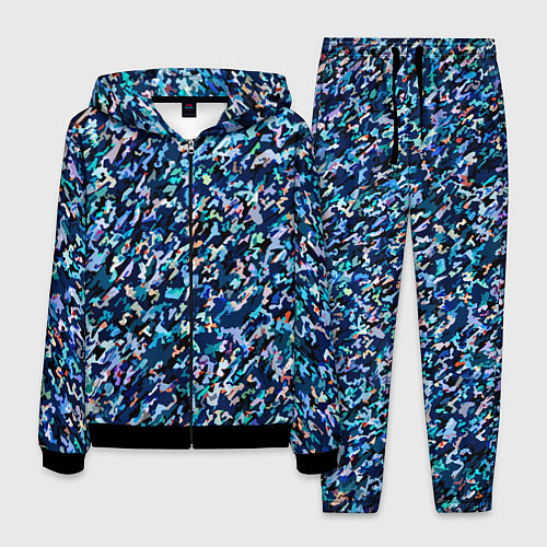 Мужской костюм Абстрактная текстура синий пёстрый / 3D-Черный – фото 1