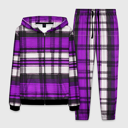 Мужской костюм Фиолетово-белая ткань в клетку / 3D-Черный – фото 1