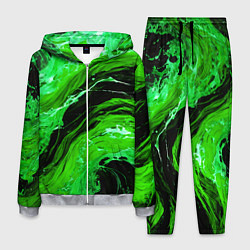 Мужской костюм Зелёные брызги на чёрном фоне