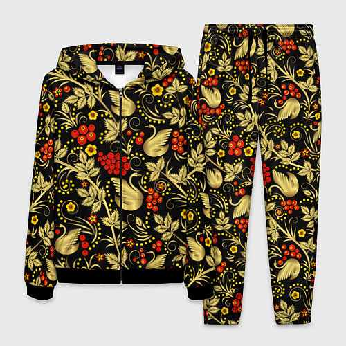 Мужской костюм Русская роспись - позолота с лебедями / 3D-Черный – фото 1