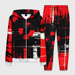 Мужской костюм Красно-белый гранж на чёрном фоне