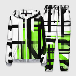 Мужской костюм Чёрно-зелёные вертикальные и горизонтальные полосы